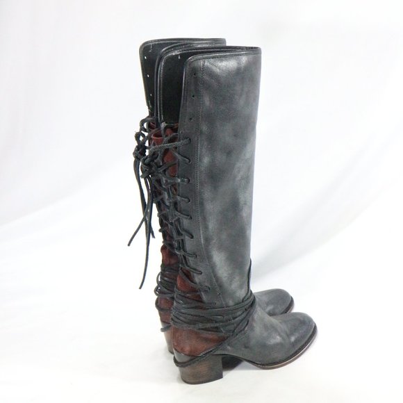 Like New FREEBIRD by STEVEN FB-Coal Grey Leather Boots Sz 9 US Wmn - Picture 6 of 8